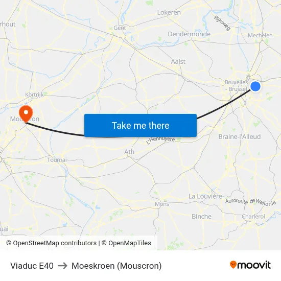 Viaduc E40 to Moeskroen (Mouscron) map