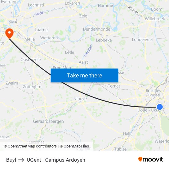 Buyl to UGent - Campus Ardoyen map