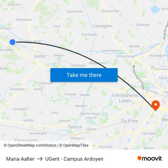 Maria-Aalter to UGent - Campus Ardoyen map