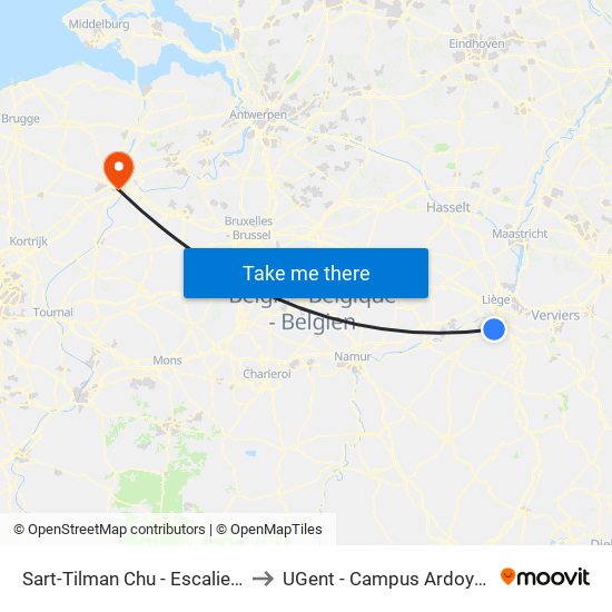 Sart-Tilman Chu - Escaliers to UGent - Campus Ardoyen map