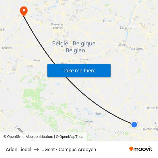 Arlon Liedel to UGent - Campus Ardoyen map