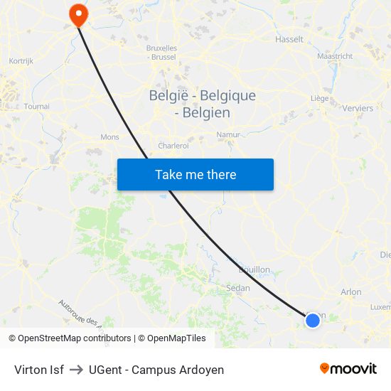 Virton Isf to UGent - Campus Ardoyen map