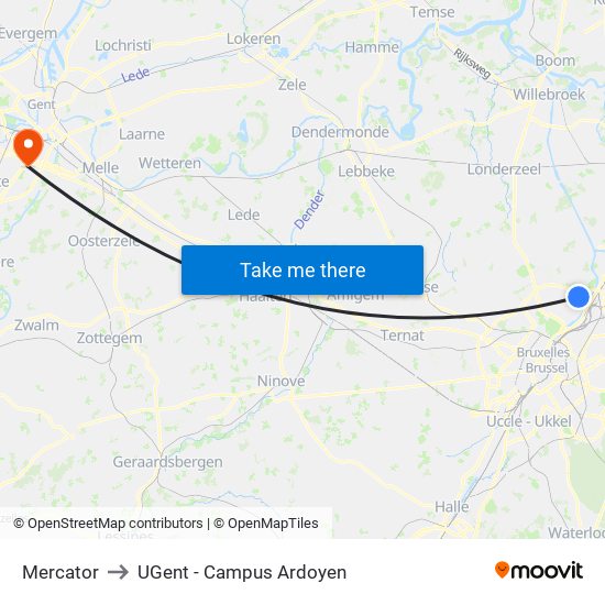 Mercator to UGent - Campus Ardoyen map