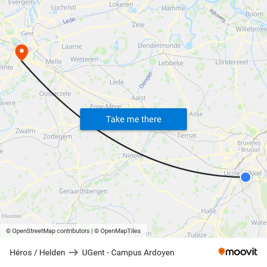 Héros / Helden to UGent - Campus Ardoyen map