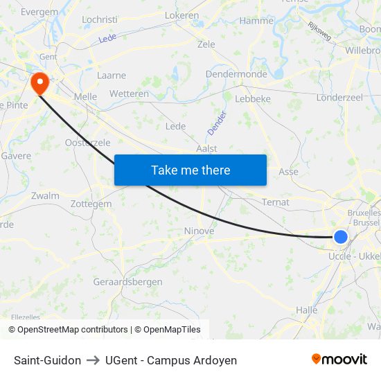 Saint-Guidon to UGent - Campus Ardoyen map