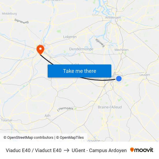 Viaduc E40 / Viaduct E40 to UGent - Campus Ardoyen map