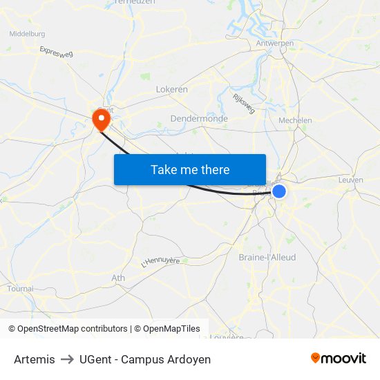 Artemis to UGent - Campus Ardoyen map