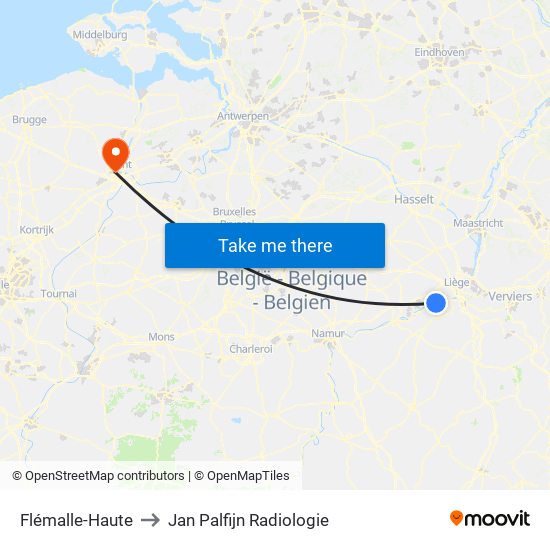Flémalle-Haute to Jan Palfijn Radiologie map