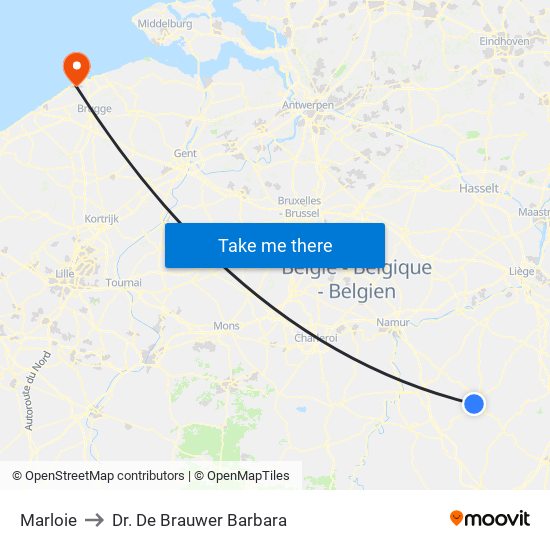 Marloie to Dr. De Brauwer Barbara map