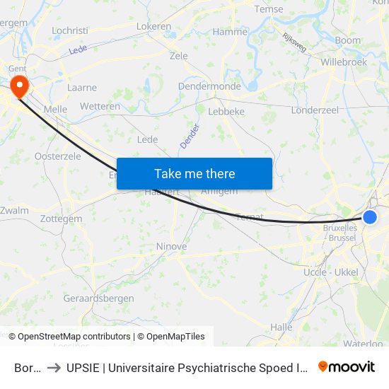 Bordet to UPSIE | Universitaire Psychiatrische Spoed Intensieve Eenheid map
