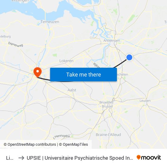 Lierre to UPSIE | Universitaire Psychiatrische Spoed Intensieve Eenheid map