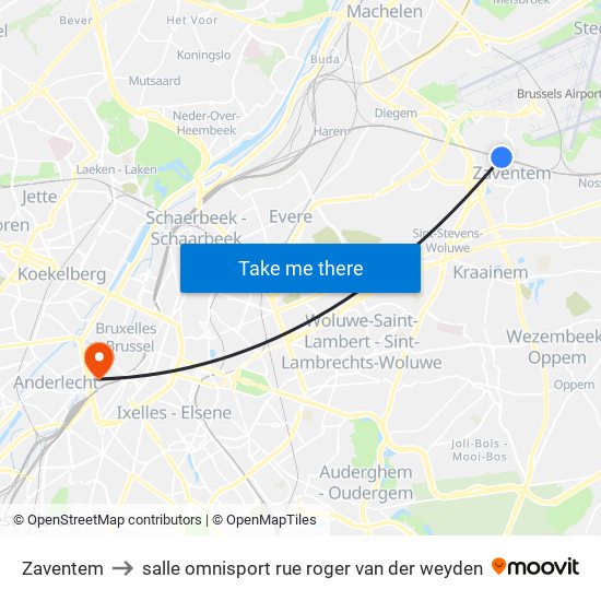 Zaventem to salle omnisport rue roger van der weyden map