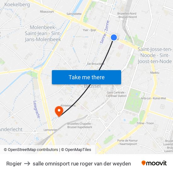 Rogier to salle omnisport rue roger van der weyden map