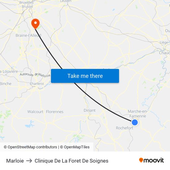 Marloie to Clinique De La Foret De Soignes map