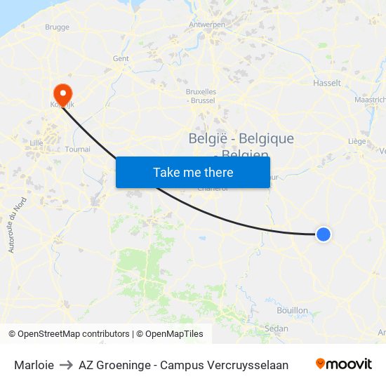 Marloie to AZ Groeninge - Campus Vercruysselaan map