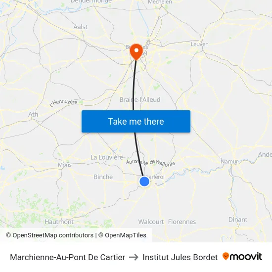 Marchienne-Au-Pont De Cartier to Institut Jules Bordet map
