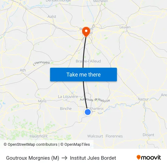 Goutroux Morgnies (M) to Institut Jules Bordet map