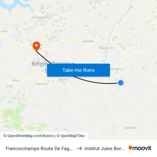 Francorchamps Route De Fagnou to Institut Jules Bordet map