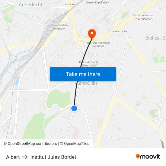 Albert to Institut Jules Bordet map