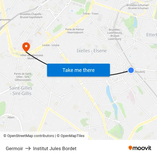 Germoir to Institut Jules Bordet map