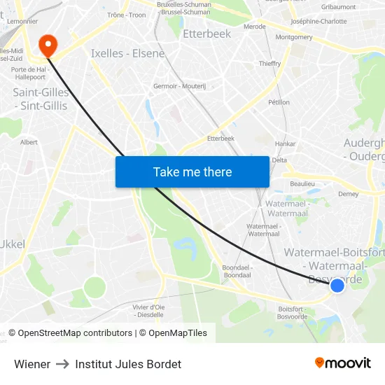 Wiener to Jules Bordet Institute map