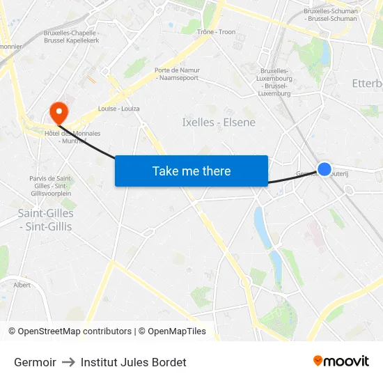 Germoir to Institut Jules Bordet map