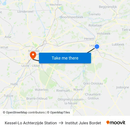 Kessel-Lo Achterzijde Station to Institut Jules Bordet map