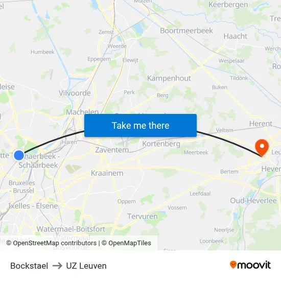 Bockstael to UZ Leuven map