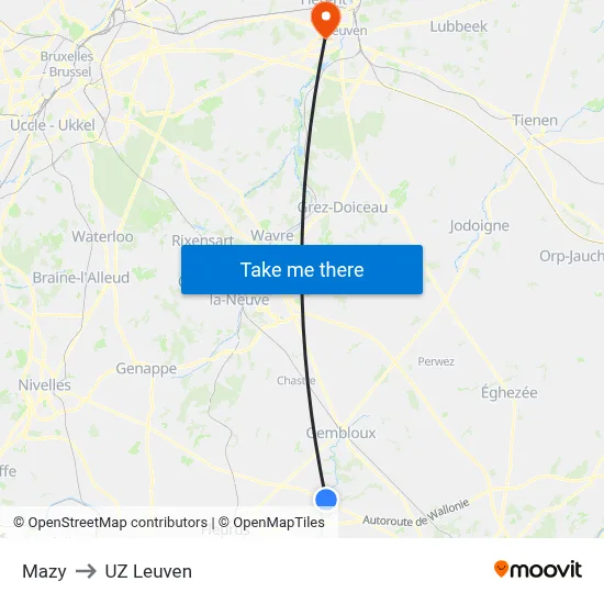 Mazy to UZ Leuven map