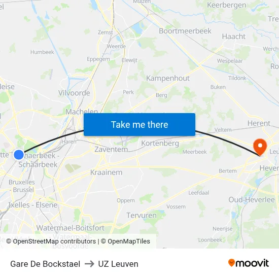 Gare De Bockstael to UZ Leuven map