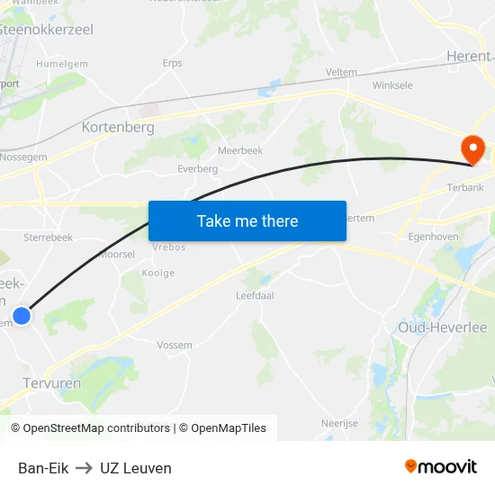 Ban-Eik to UZ Leuven map