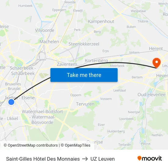 Saint-Gilles Hôtel Des Monnaies to UZ Leuven map