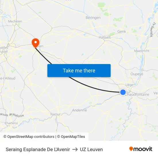 Seraing Esplanade De L'Avenir to UZ Leuven map