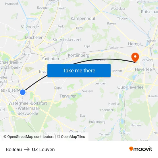 Diamant to UZ Leuven map