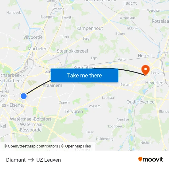 Boileau to UZ Leuven map