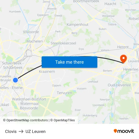 Clovis to UZ Leuven map