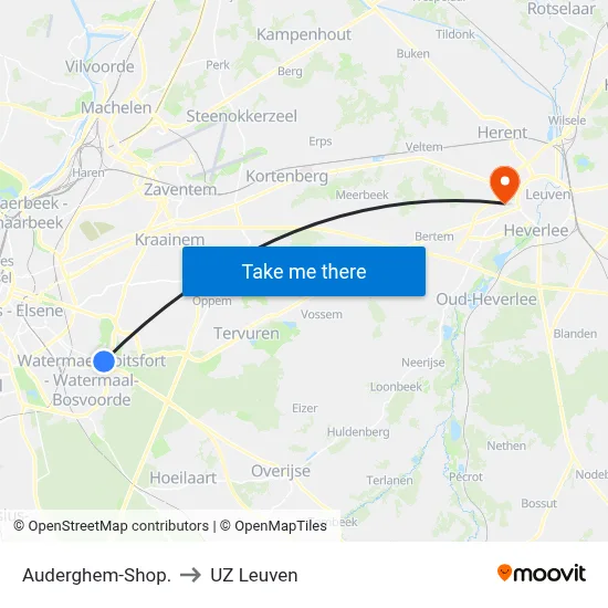 Auderghem-Shop. to UZ Leuven map