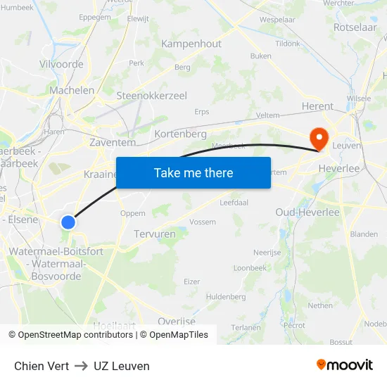Chien Vert to UZ Leuven map