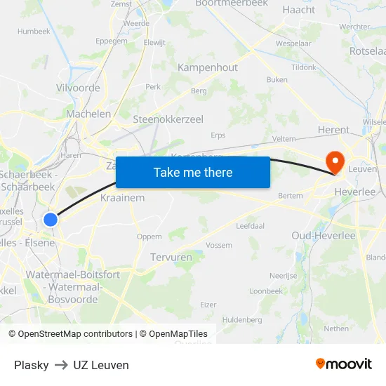 Plasky to UZ Leuven map