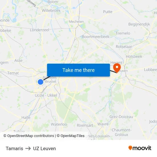 Tamaris to UZ Leuven map