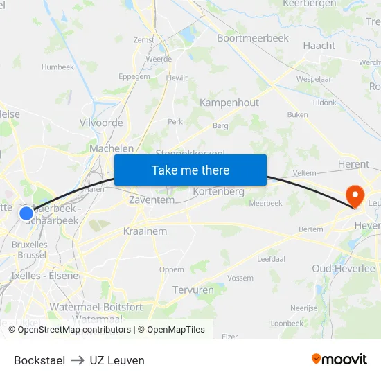 Bockstael to UZ Leuven map