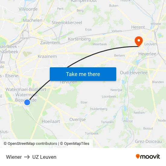 Wiener to UZ Leuven map