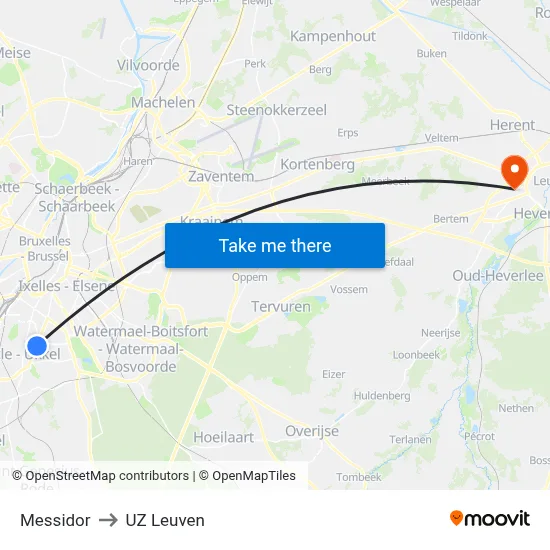 Messidor to UZ Leuven map