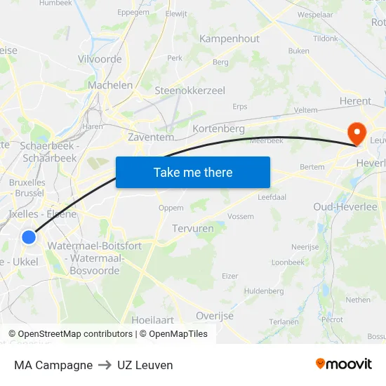 MA Campagne to UZ Leuven map