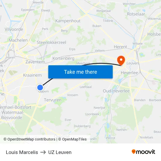 Louis Marcelis to UZ Leuven map