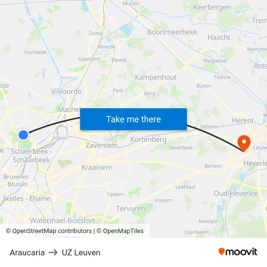 Araucaria to UZ Leuven map