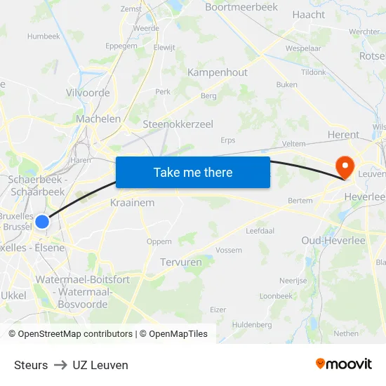 Steurs to UZ Leuven map