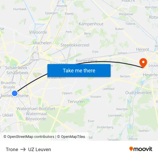 Trone to UZ Leuven map