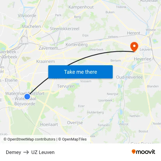 Demey to UZ Leuven map