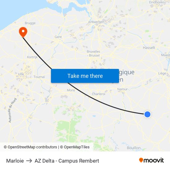 Marloie to AZ Delta - Campus Rembert map